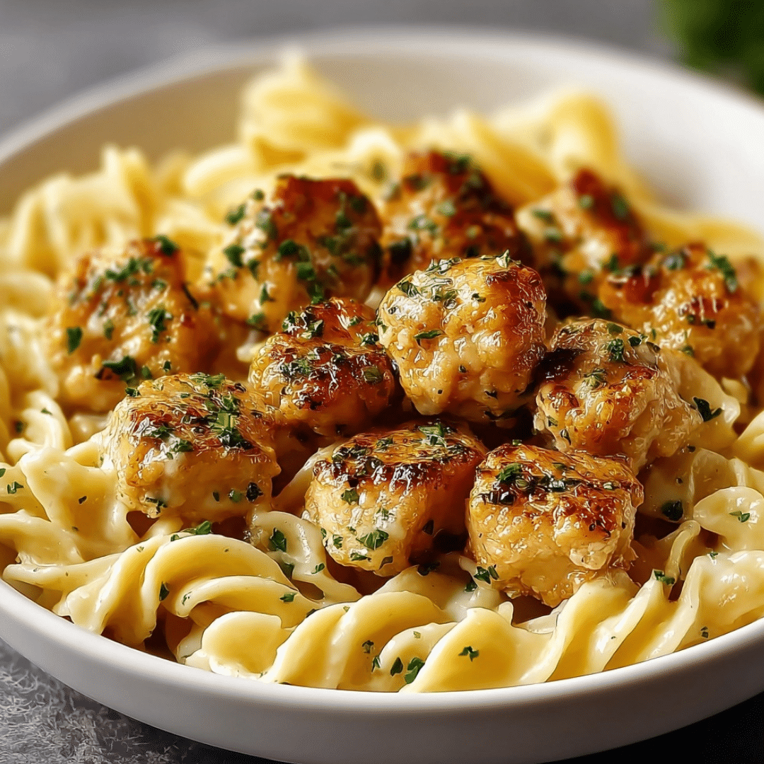 Creamy Garlic Butter Chicken Bites: Juicy Pasta Perfection